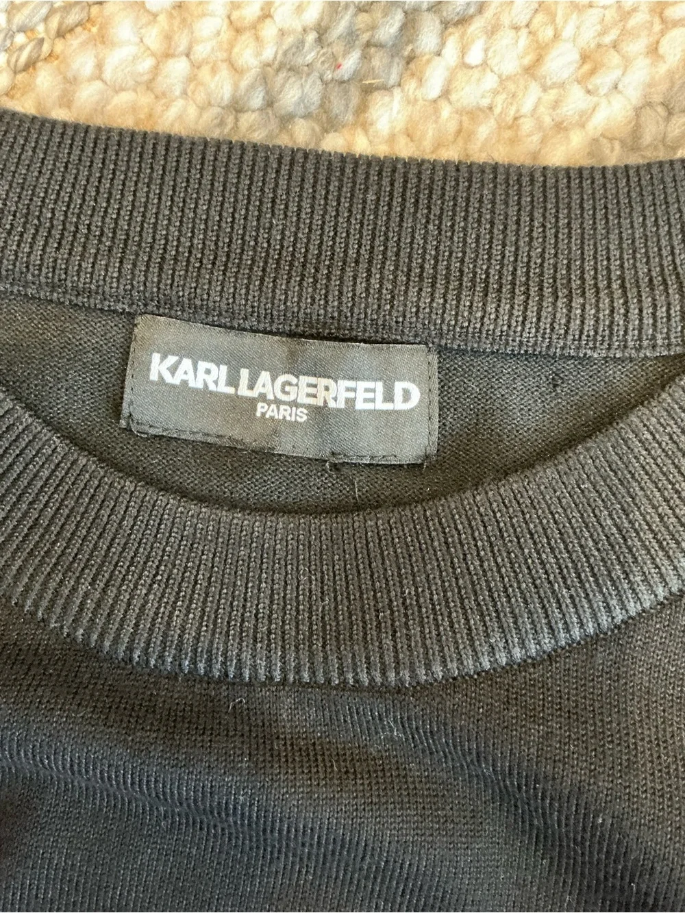 Karl Lagerfeld Black Sweater with Red Heart and Crystal Script